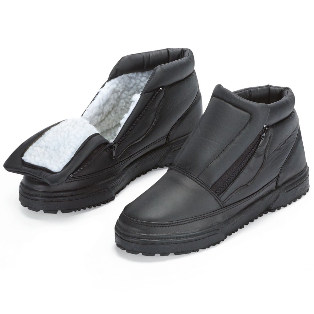 Collections Etc. Water Resistant Fleece Insulated Snow Boots with FlipOut Ice Grippers and