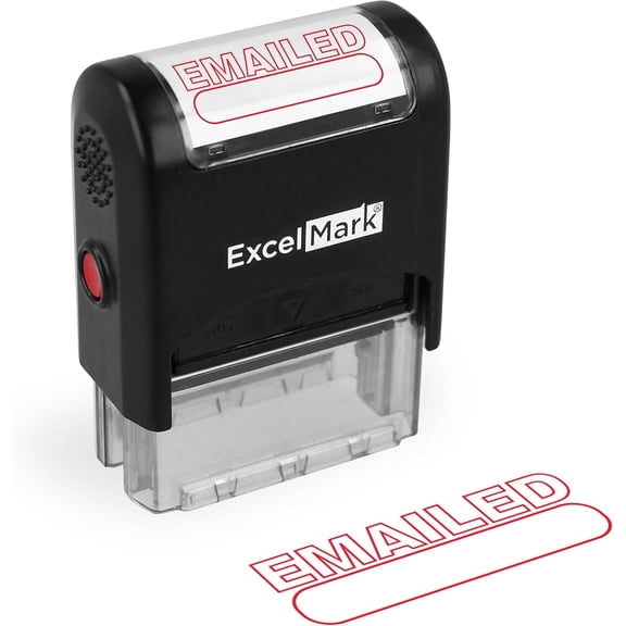 ExcelMark Emailed Stamp Self-Inking Rubber Stamp - Red Ink for Office Use, Ideal for Efficient Document Management with Emailed Stamps, Perfect for Professional Settings