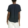 thumbnail image 2 of T Tahari womens  Split Neck Rolled Cuff Blouse, xs, Blue, 2 of 3
