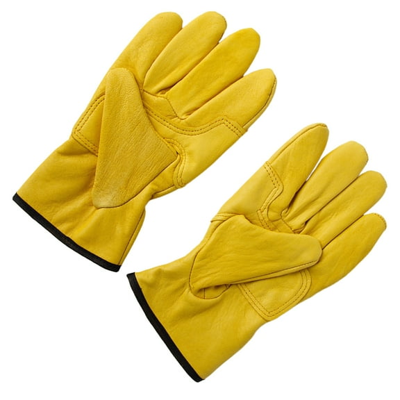 Raindrops Yellow Leather Work Gloves for Men with Insulated Protection and Antislip Performance for Outdoor Tasks