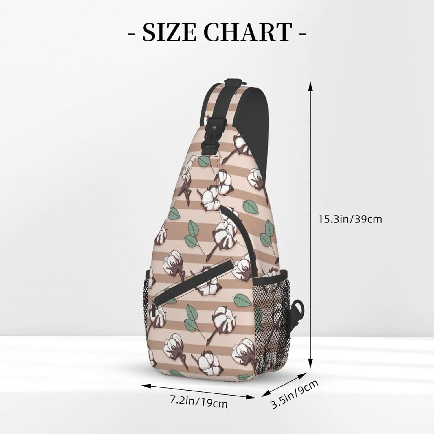 Cartoon Cotton Flower Pattern Sling Bag Crossbody Hiking Travel Chest Bags Backpack Shoulder Daypack for Women Men