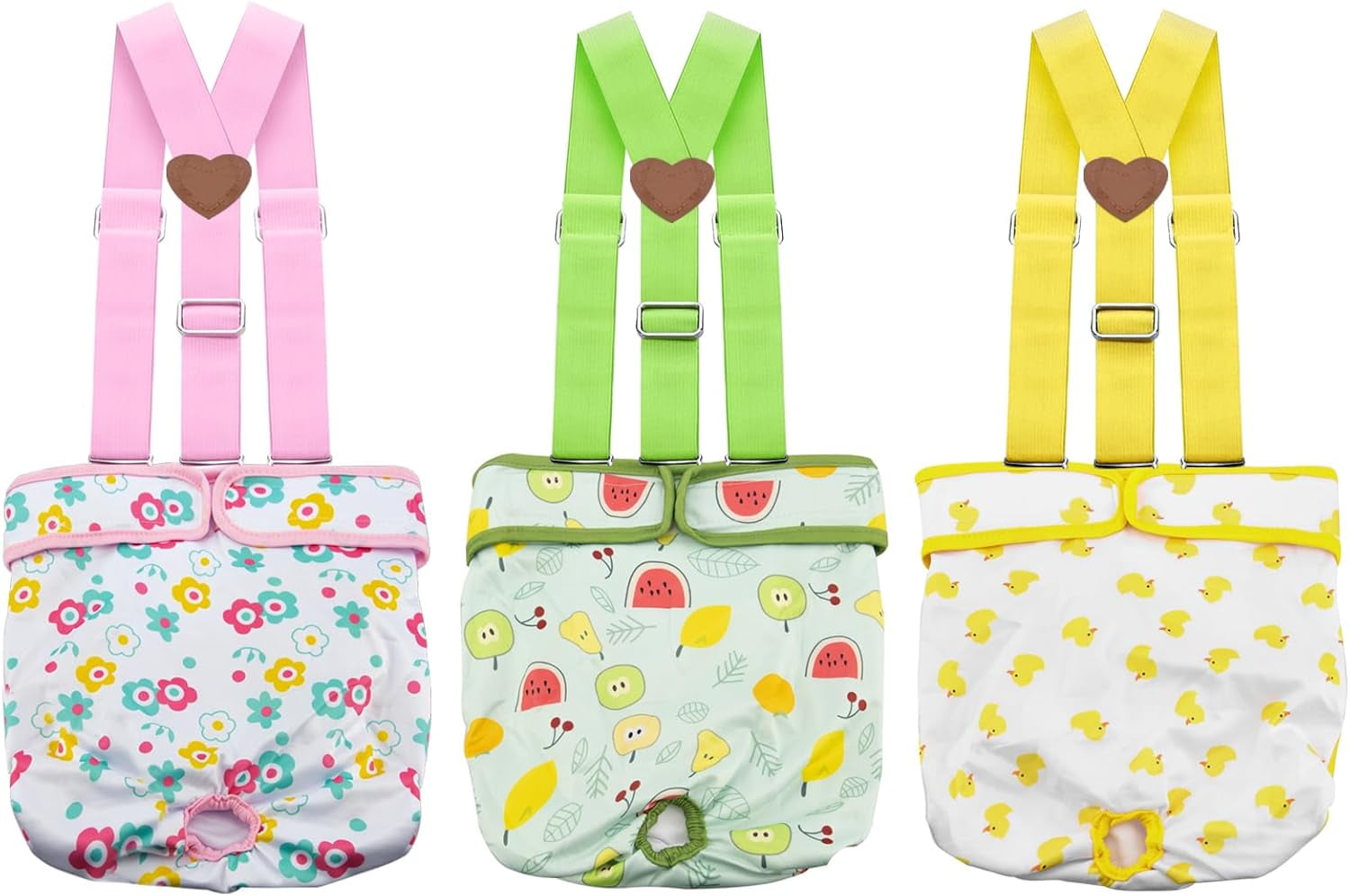 3  Washable Female  Diaper with Suspender, Fixed Doggie Diapers  Absorbent Leakproof for  in Heat Cycle - XL