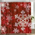 thumbnail image 3 of Merry Christmas Snowflake Shower Curtain Set Happy Holiday Winter Red Bathroom Decorative Winter Waterproof Fabric 70x70 Inch, 3 of 7