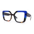 thumbnail image 4 of Womens Clear Lens Luxury Oversized Plastic Cat Eye Fashion Eye Glasses Tortoise Blue, 4 of 8