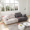 thumbnail image 4 of 86.6″ Loveseat Couch, Suede Fabric two Seat Sofa with Integrated Framework, Deep Seat Couch for Living Room, Apartment, Studio, Beige+Grey, 4 of 8