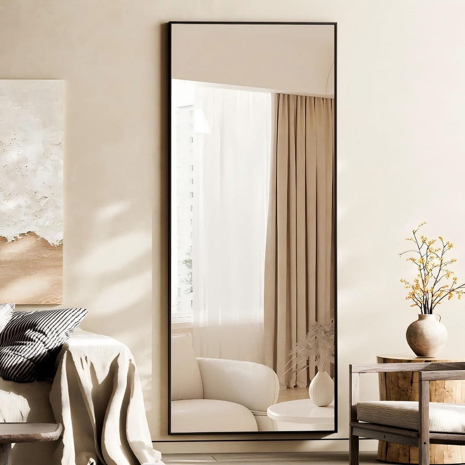Lumora 65.3"x 24" Full Length Mirror Rectangular Floor Body Mirror with Stand, Black
