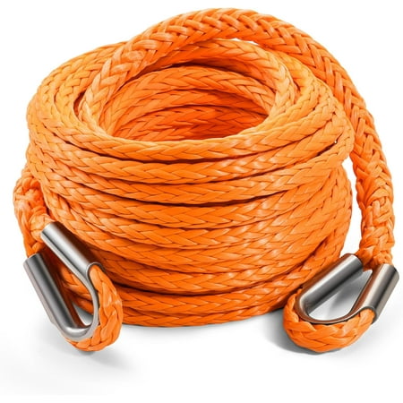 Winch Rope Extension, 1/4'' x 50ft Synthetic Winch Extension Rope, 10,000 Lbs Winch Extension Line for Off Road Vehicle ATV UTV(Orange)