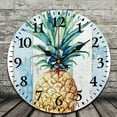 thumbnail image 2 of Pratyus Wooden Wall Clock Pineapple Print Silent Mechanical Movement Decor for Living Rooms Kitchens Dorms Gifts 10 Inches 10x10in, 2 of 8