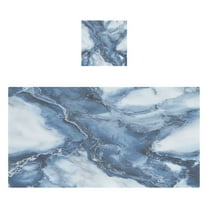 Qxltty Ink Blue White Marble Bath and Hand Towel Set 100% Cotton Towels for Bathroom Soft Durable and Absorbent