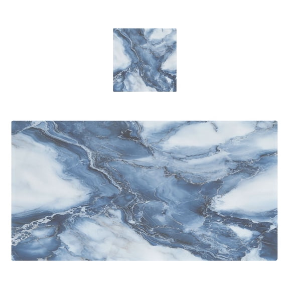 Qxltty Ink Blue White Marble Bath and Hand Towel Set 100% Cotton Towels for Bathroom Soft Durable and Absorbent