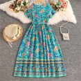 thumbnail image 4 of Girl Boho Dresses National Dress Easter Dresses Birthday Party Princess Dress Sundress Trendy Outfit Fashion Cothes #Blue 10-11 Years, 4 of 5
