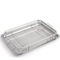 Air Fryer Basket for Oven,PandaTop 12.8" x 9.6" Oven Air Fryer Basket and Tray for Oven,Dishwasher Safe,Small Nonstick Crisper Tray & Basket,Silver