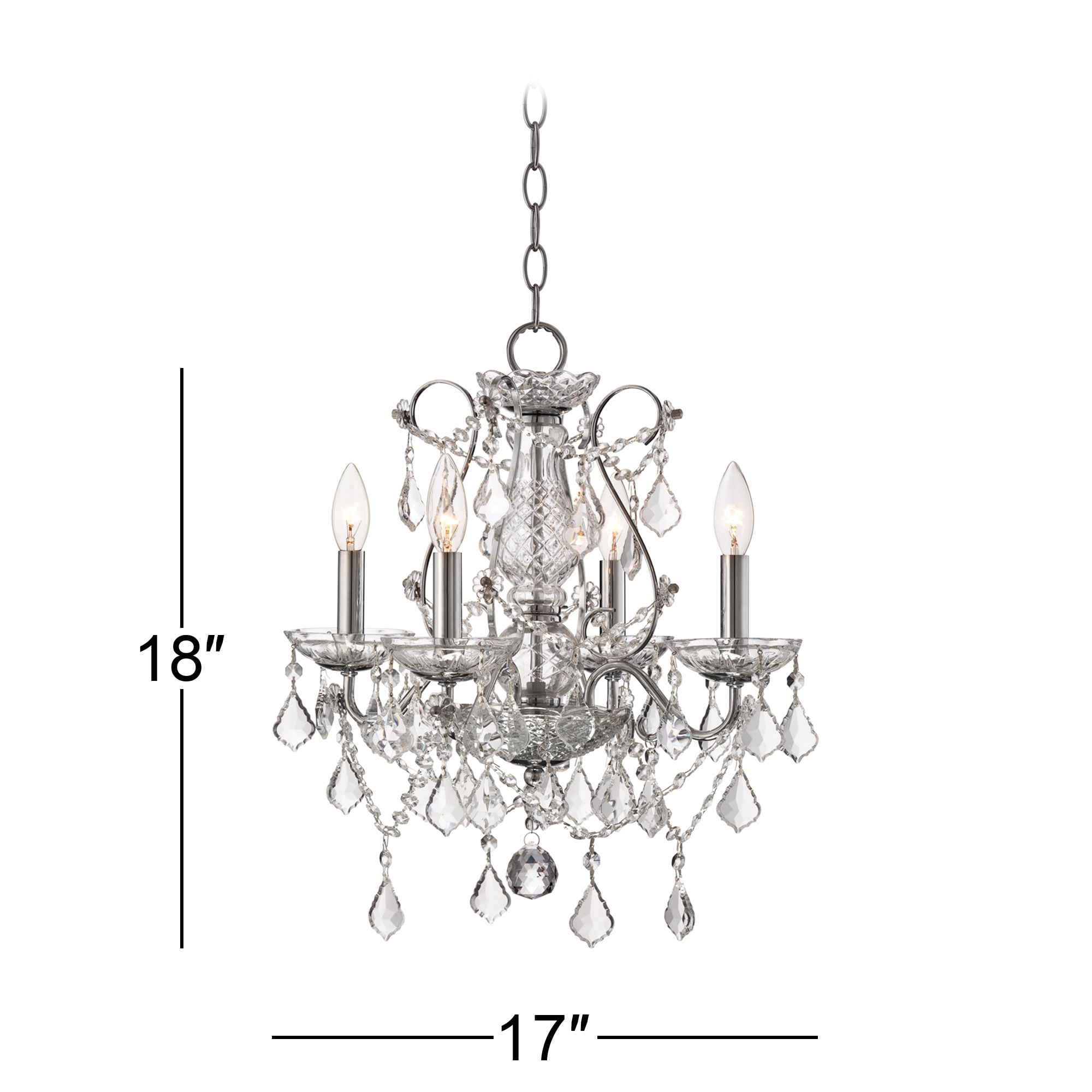 The Original Gypsy Color 4 Light Small Crystal Chandelier for H 17.5 x W 15 White Metal Frame with Clear Poly-carbonate Crystals 