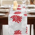 thumbnail image 3 of Red Grey Flowers Burlap Cotton Table Runner 13x120 Inches Long, Modern Abstract Blooms Floral Farmhouse Table Runners, Outdoor Dining Tablecloths Decor for Baby Shower/Party/Wedding, 3 of 8