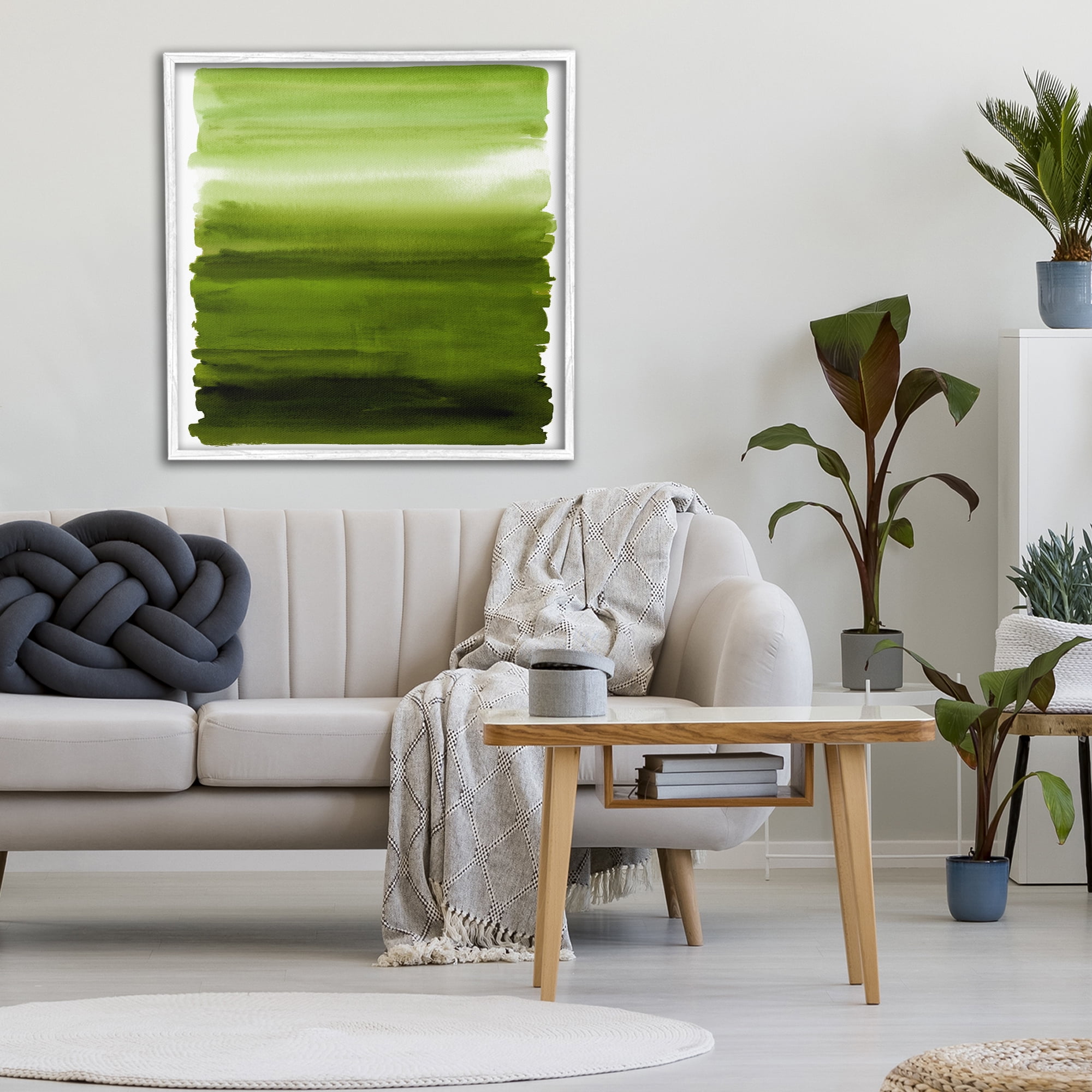 Stupell Industries Earthy Green Ombre White Framed Giclee Art, design by Allie Corbin