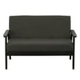 thumbnail image 3 of Gala 45 In. Modern Loveseat Bench, Dark Gray Fabric, Jet Black Wood Frame- Saltoro Sherpi, 3 of 5