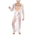 thumbnail image 1 of Albornoz de encaje largo para hombre, Kimono transparente, conjunto de pantalones en T con abertura, ropa interior Sexy en perspectiva Fridja nalpqowj15436, 1 of 9