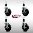 thumbnail image 2 of 5 Inch SS Soft Rubber Swivel 1-1/2 Inch Expanding Stem Caster Set with Brake SCC, 2 of 2