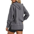 thumbnail image 3 of Sweatshirt for Women Oversized Casual Long Sleeve V Neck Button Henley Hoodie Shirts Solid Side Slit Sweatshirts, 3 of 7