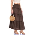 thumbnail image 6 of oqasdz Maxi Skirts for Women Casual Elegant High Waisted A Line Flowy Ruffles Solid Color Tiered Thin Breathable Formal Long Skirt, 6 of 7