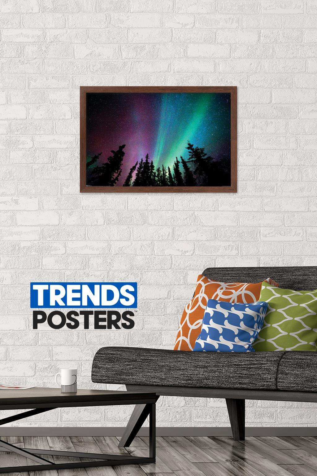 Aurora Borealis - Sky Wall Poster, 14.725" x 22.375", Framed