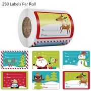 SUNRI 250pcs/roll 6 Designs Adhesive Christmas Gift Name Tags XMAS Stickers Present Seal Labels Christmas Decals Gift Package Decor