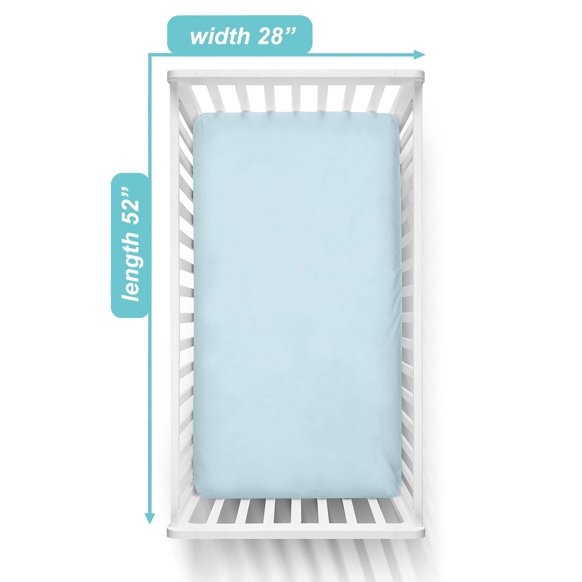 TL Care 3 Pack 100% Natural Cotton Fitted Crib Sheets 52" x 28" - Soft, Breathable, Hypoallergenic & Gentle Toddler Bed Sheets, Blue, Neutral for Boys & Girls
