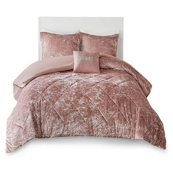 Intelligent Design Felicia Polyester Velvet Twin/Twin XL Duvet Cover Set in Pink