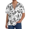 thumbnail image 3 of Honeii 's Retro Rooster for men's short-sleeved button-up collared shirt featuring a pocket, perfect for beach vacations, and travel adventures., 3 of 5