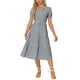 thumbnail image 1 of Vestido de cuadros para mujer Inspire Chic, vestido midi con volantes, escote en V, decoración de botones, color negro, talla XL, 1 of 6
