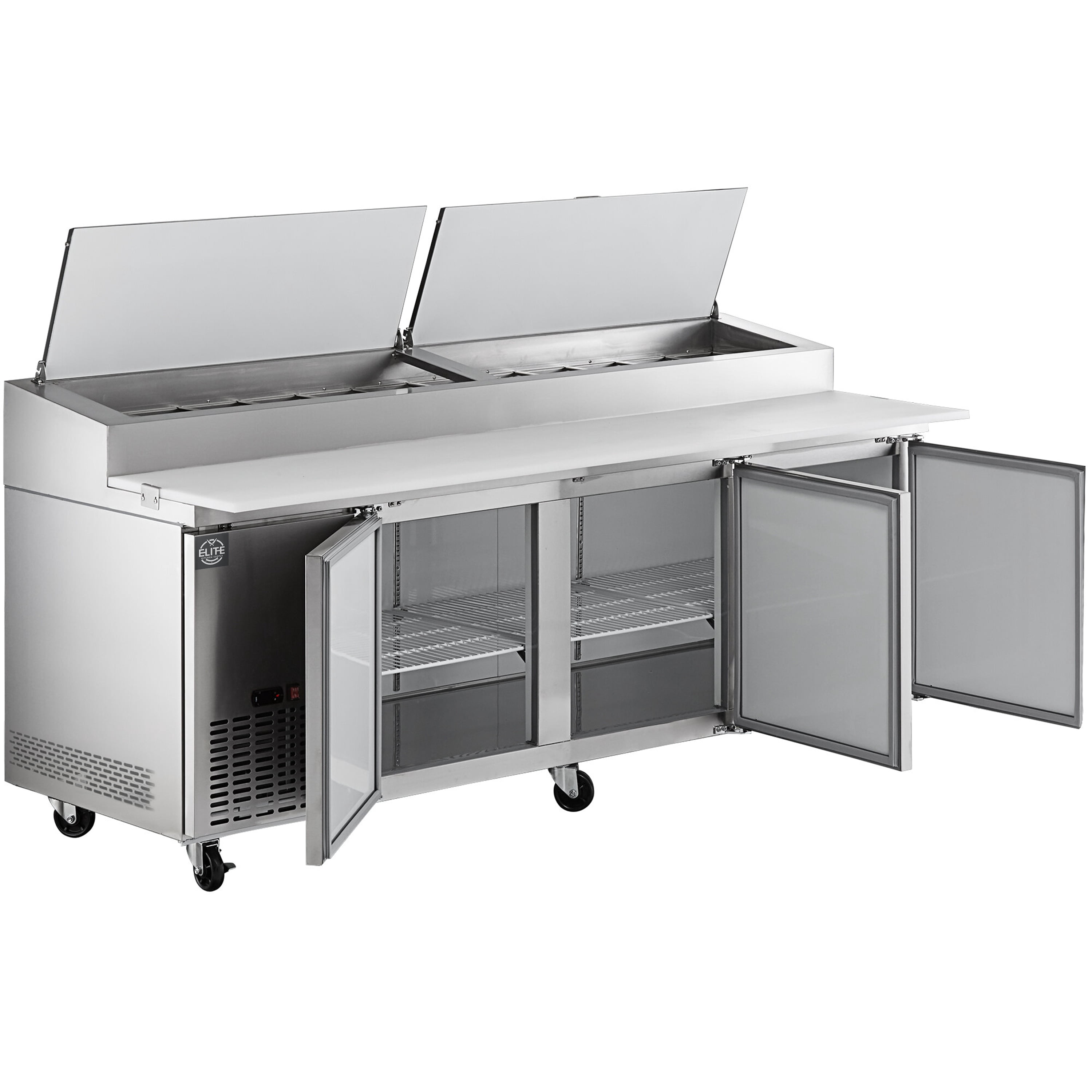 NSF 91 in. Pizza Prep Table 3 Door Refrigerator, Undercounter Cooler in Stainless Steel ETL 25 Cu.Ft. Sandwich&Salad Pre Tabel Cooler