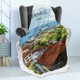 thumbnail image 4 of Istanbul Soft Flannel Fleece Throw Blanket, Aerial View of Sea Marmara Harbor from the Neighborhood Coast Retro Sketch Art, Cozy Plush for Indoor and Outdoor Use, 70" x 90", Multicolor, by Ambesonne, 4 of 5