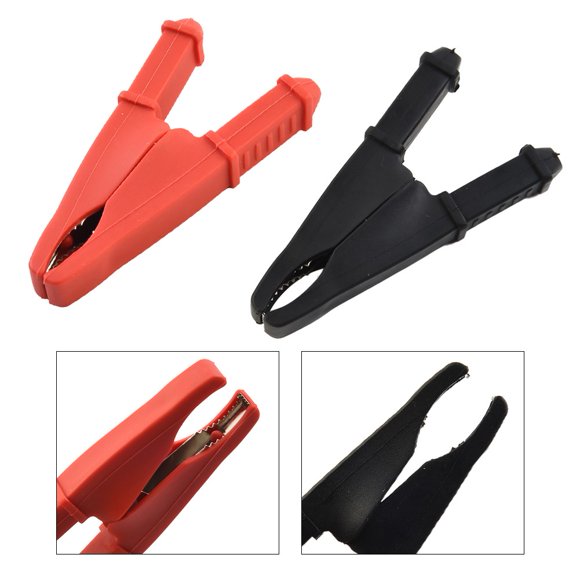2 Pack 50A Red Black 75mm Insulated Alligator Clip Car Battery Test Lead Clips