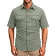 thumbnail image 2 of Sewkxo Men's Short Sleeves Fishing Shirts Button Down Summer Travel Work Shirts with Zipper Pockets,Green 2XL, 2 of 7