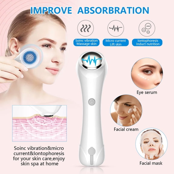 Facial Cleansing Brush for Deep Cleaning & Exfoliating, IPX7 Waterproof 2-Speed Rechargeable Face Scrubber with 5 Brush Heads, Pore Cleanser & Massager, Gift for Women & Men