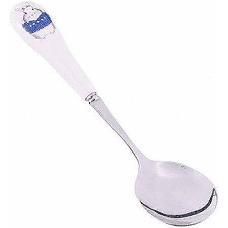 

TIMPCV Stainless steel spoon for children household white ceramic spoon high temperature resistant anti - fall cute smiling face cartoon creative children tableware