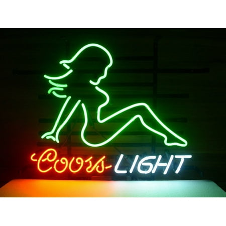 Desung Brand New Coors Light Mud Flap Girl Neon Sign Lamp Glass Beer Bar Pub Man Cave Sports Store Shop Wall Decor Neon Light 20