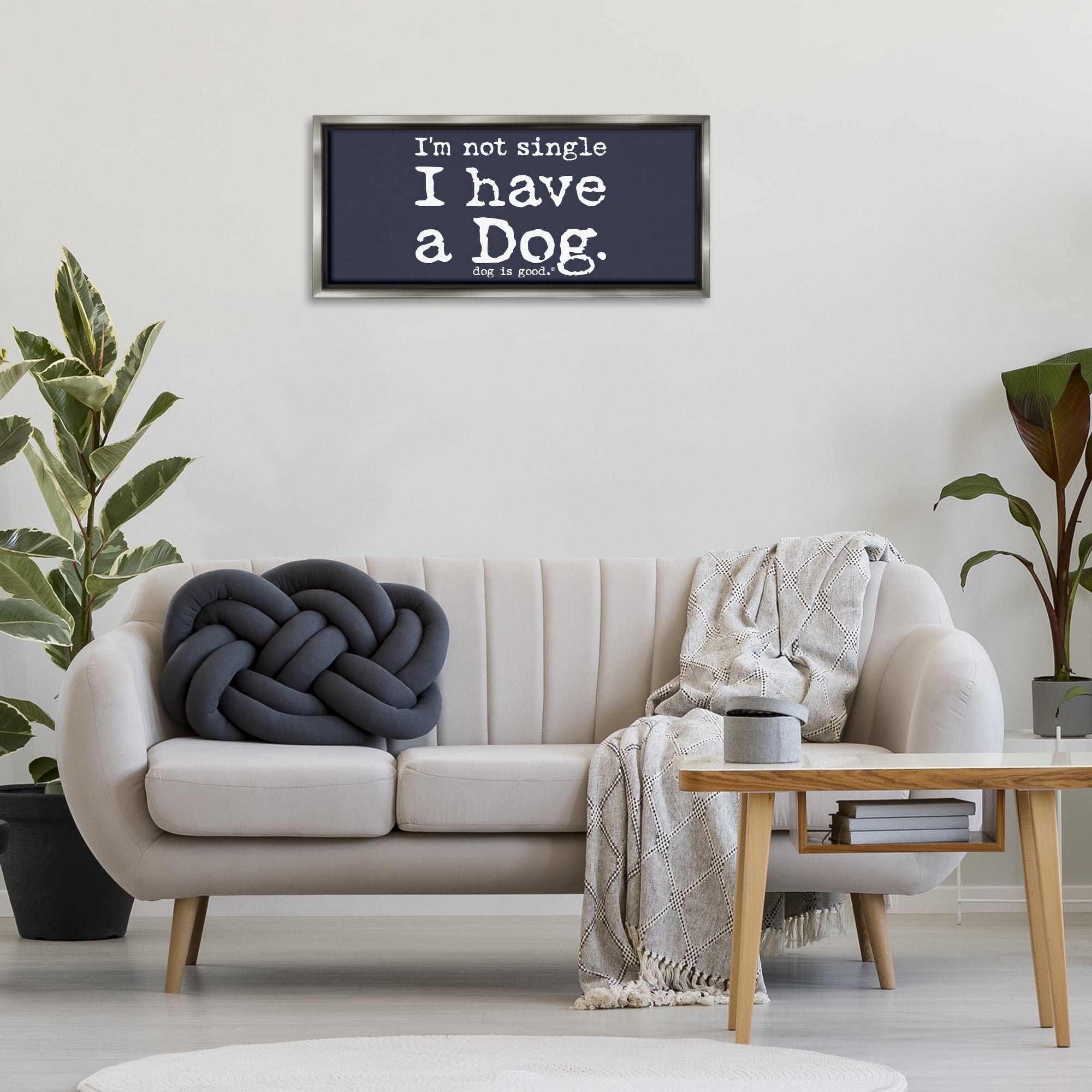Stupell Industries Not Single Have a Dog Animals Painting Gray Floater Framed Canvas Art Print Wall Art, 31 x 14