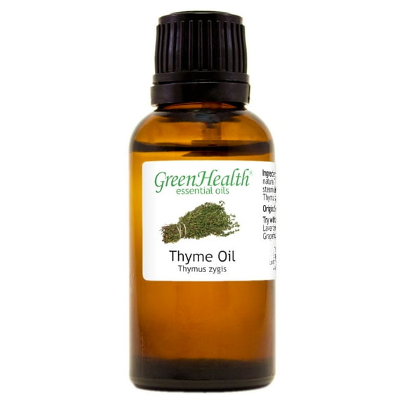 Thyme Essential Oil - 1 fl oz (30 ml) Glass Bottle w/ Euro Dropper - 100% Pure Essential Oil by GreenHealth