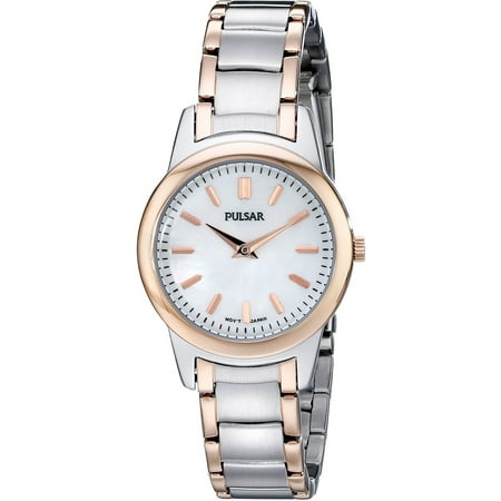 Brass Womens Watch Womens Brass Case Stainless Steel Bracelet Mother of Pearl Dial Two-tone Watch - PRW016 ()