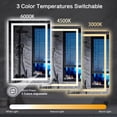 thumbnail image 5 of Wall-mounted LED Bathroom Mirror, Anti-Fog, Adjustable Color Temperature & Brightness, Backlit + Front Lit - 24"x32", 5 of 10