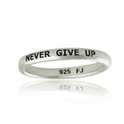 FASHIONJUNKIE4LIFE Never Give Up Ring - 925 Sterling Silver - Engraved Stackable Band NEW Gift
