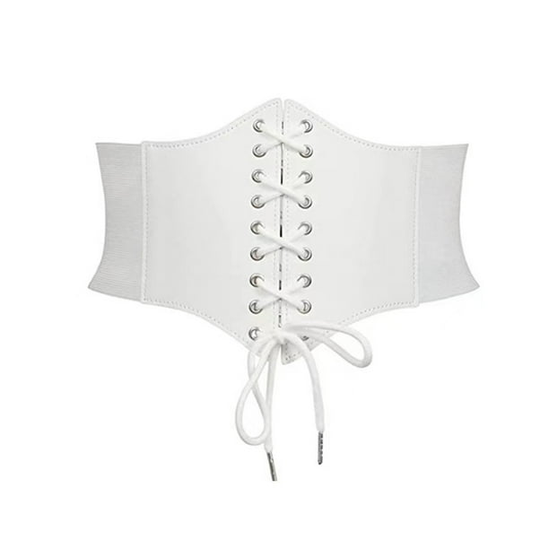 Cinturón grueso Sonducket simple cuero blanco 73 cm