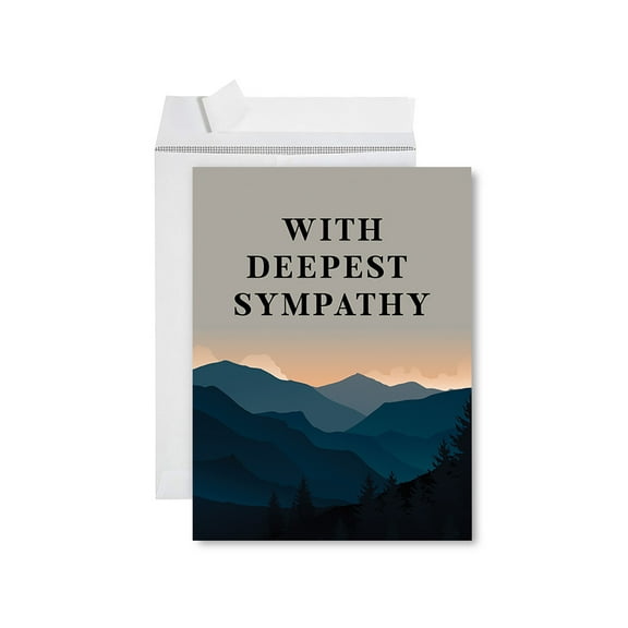 Koyal Wholesale Jumbo Sympathy Card with Envelope, Sorry For Your Loss Card, With Deepest Sympathy Mountains, 1-Pk