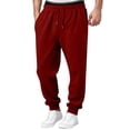 thumbnail image 2 of Men's Sweatpants Trendy Elastic Waist Drawstring Cuffed Jogging Pants Loose Lounge Casual Sweat Pants for Outdoor Sports with Pockets Wine M, 2 of 7