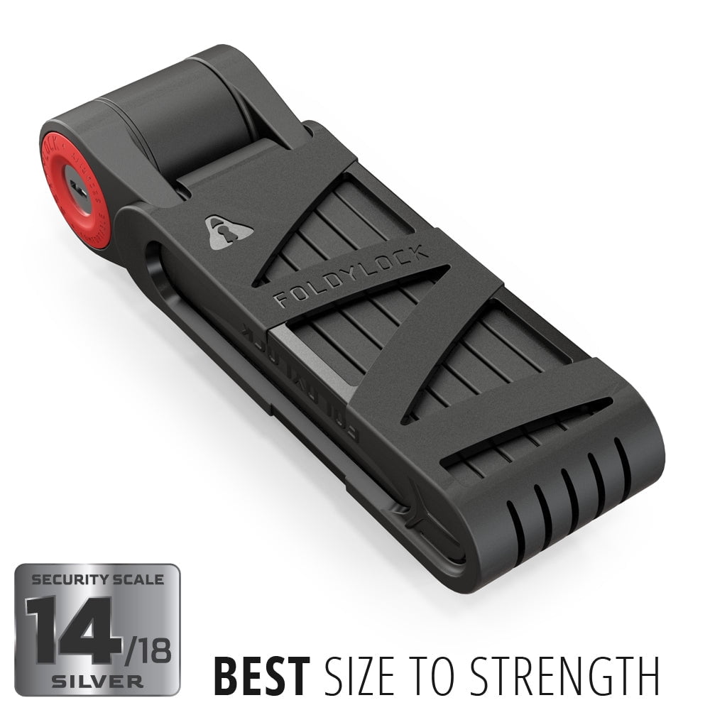 Seatylock FoldyLock 85cm Folding Bike Lock Black with Red - Lightweight High Security Bicycle Lock - Heavy Duty Anti Theft Smart Secure Guard with Keys & Case for Bikes or Scooters