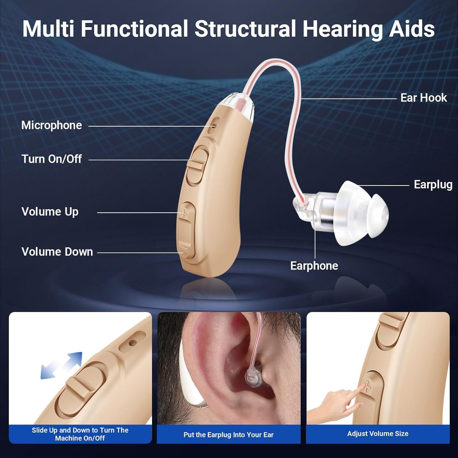 Bluetooth Hearing Aids(Not Amplifiers), Hearing Aid with Bluetooth for Seniors, Rechargeable Otc 16 Channel Small Mini Hearing Amplifier for Adults (Brown)