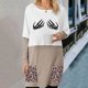 thumbnail image 2 of Moda mujer casual impreso cuello redondo manga larga otoño blusa pullver tops Pompotops FGAJ8710, 2 of 8
