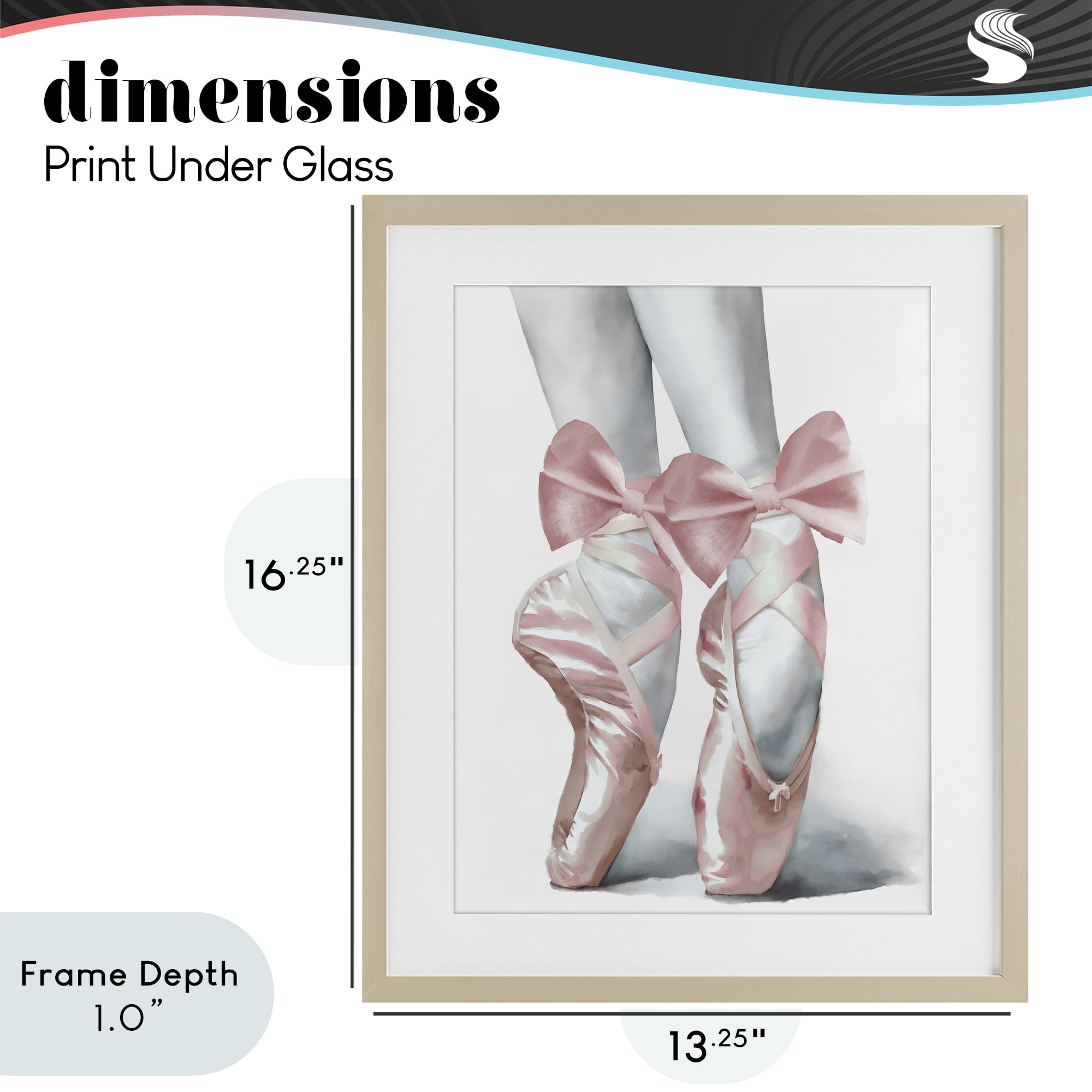Stupell Industries Ballet Pointe Shoes Birch Framed Print Under Glass, design by Elizabeth Medley