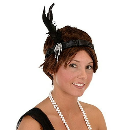 Black Jeweled Flapper 20's Showgirl Costume Headband